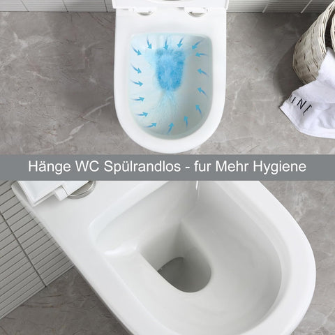 Spülrandloses Hänge-WC aus Keramik – Wand-WC mit abnehmbarem Softclose-Sitz