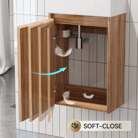 HOROW Y40-H1 Waschbecken mit 40 cm Hängendem Unterschrank, Dunkelbraun