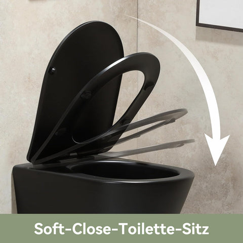 Wand-WC Mattschwarz mit Softclose-Deckel