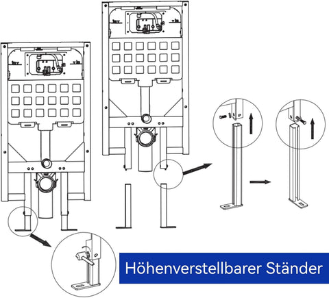 Vorwandelement WC Set mit HDPE Spülkasten & Chrom Drückerplatte, 58x8x114 cm