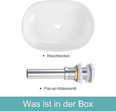 Aufsatzwaschbecken Oval Weiß Keramik mit Lotus-Effekt