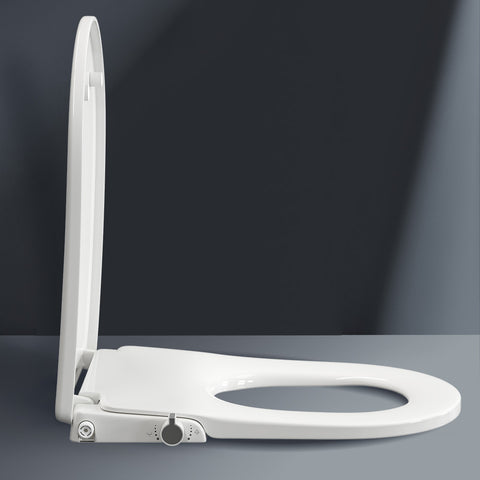 HOROW B0407 Bidet WC-Sitz ohne Strom – Toilettensitz mit Absenkautomatik, Doppeldüse für Gesäß- & Ladydusche, Aufsatz-Bidet in U-Form, Weiß