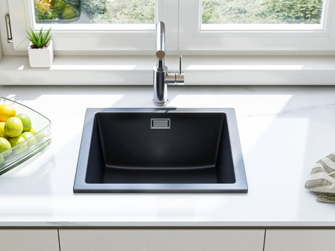 HOROW A02R-S4540B Granit Spüle Schwarz 45×40 cm
