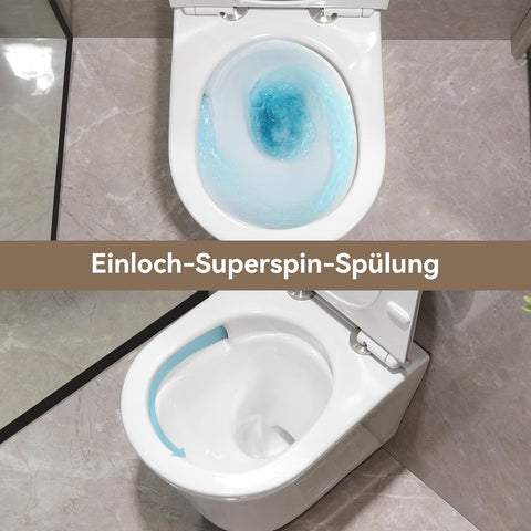 Hänge-WC Keramik Tiefspüler mit Absenkautomatik & Nano-Beschichtung