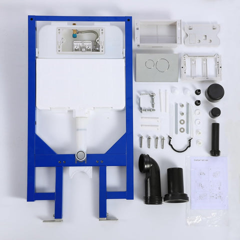 Vorwandelement WC Set mit HDPE Spülkasten & Chrom Drückerplatte, 58x8x114 cm