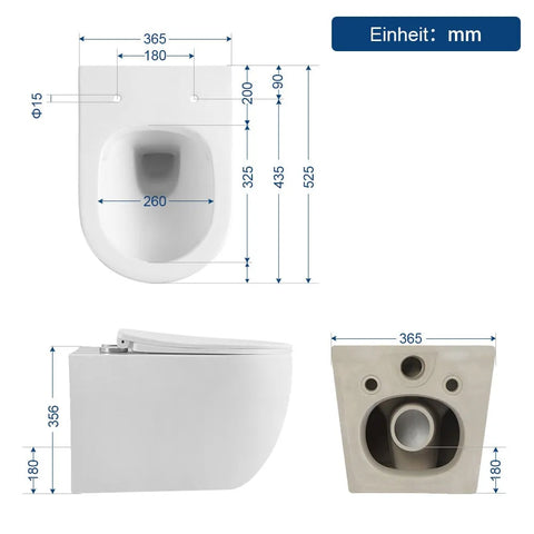 HOROW UG03R Spülrandloses Wand-WC aus Keramik mit Soft