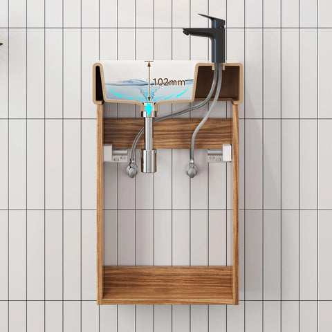 HOROW Y40-H1 Waschbecken mit 40 cm Hängendem Unterschrank, Dunkelbraun