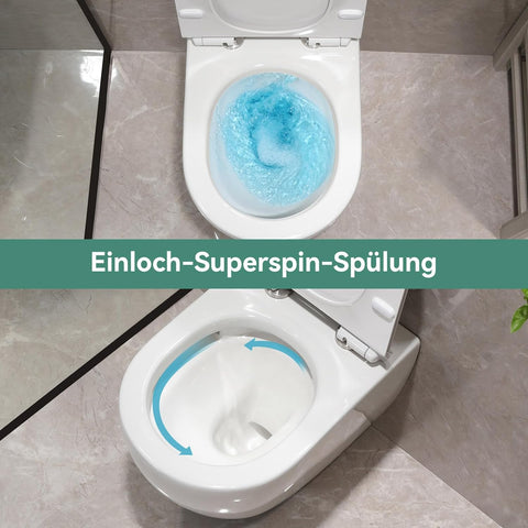 Hänge-WC Komplettset aus Keramik – Wand-WC mit Softclose Sitz & Nano-Beschichtung