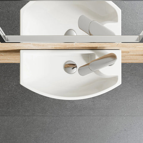 HOROW F11A-S4522L Waschbecken mit Hahnloch & Überlauf, 45 cm Weiße Keramik