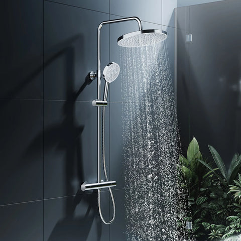 HOROW LYHS02H Duschsystem mit Thermostat – 30 cm Rundkopf, 5 Modi, Keramikventilkern, Chrom