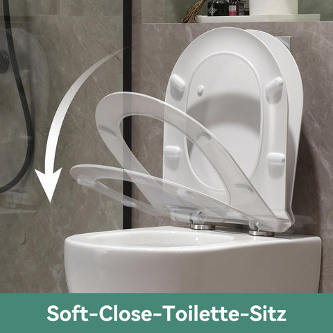 Hänge-WC Komplettset aus Keramik – Wand-WC mit Softclose Sitz & Nano-Beschichtung