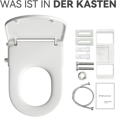 WC-Sitz mit Bidet-Funktion - Doppel-Düsen, ohne Strom, Absenkautomatik