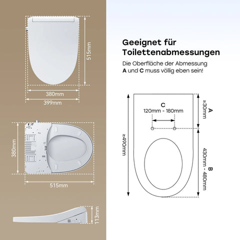 HOROW B0409 Dusch-WC Sitz mit Absenkautomatik & Mehreren Duschmodi usw.