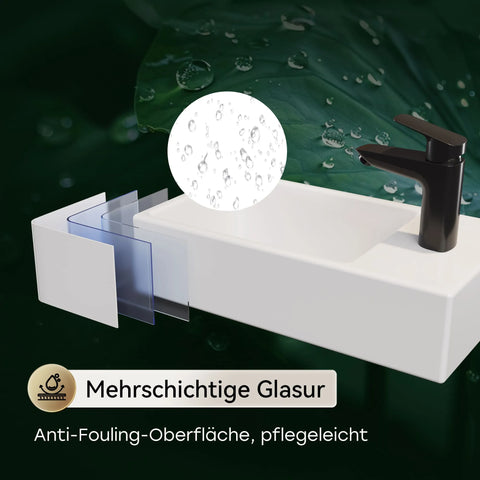 HOROW Y40-H1 Waschbecken mit 40 cm Hängendem Unterschrank, Dunkelbraun