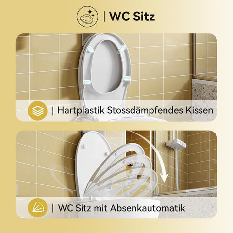 Hängendes WC mit Bidet-Aufsatz - Doppel-Düsen-Reinigung, ohne Stromanschluss
