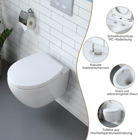Hänge-WC Keramik mit Absenkautomatik & Superspin-Spülung