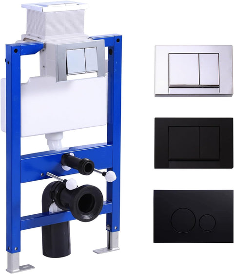 Vorwandelement WC Set mit Unterputz Spülkasten & Betätigungsplatte - HDPE & Bemaltes Eisen - 50x12x82 cm