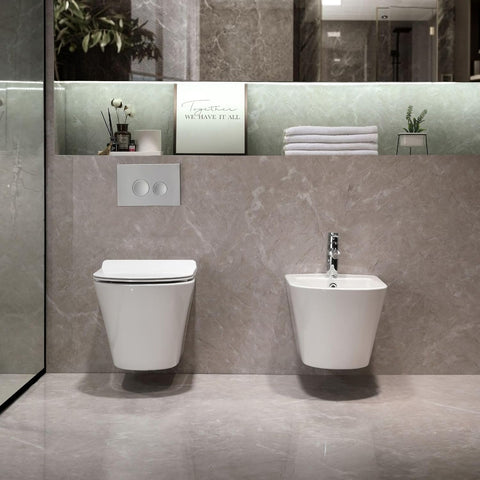Horow Hänge-Bidet aus Keramik – Wand-Bidet mit Nano-Beschichtung, Hahnloch & Überlaufschutz