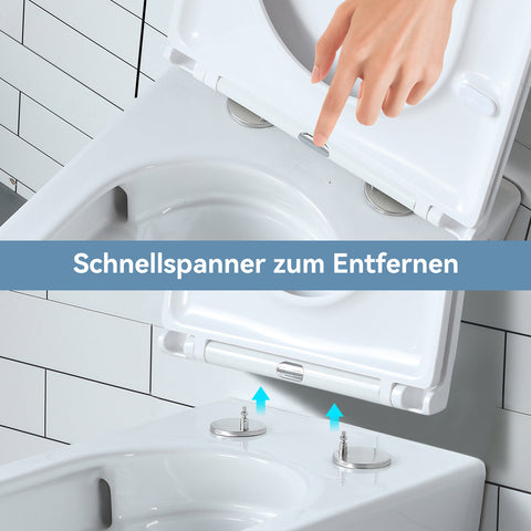 HOROW UG07S Spülrandloses Wand-WC aus Keramik – Mit Soft-Close-Sitz, Superspin-Spülung & Nano-Beschichtung