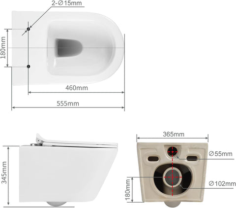 Spülrandloses Hänge-WC aus Keramik – Wand-WC mit abnehmbarem Softclose-Sitz