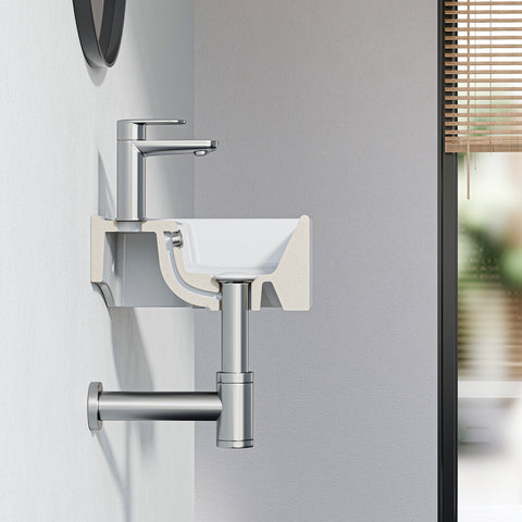HOROW Waschbecken F10-S4531 Weiß mit Hahnloch & Überlauf,45 cm