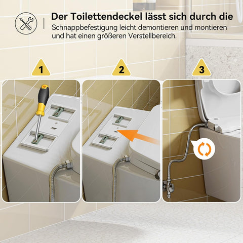 Hängendes WC mit Bidet-Aufsatz - Doppel-Düsen-Reinigung, ohne Stromanschluss