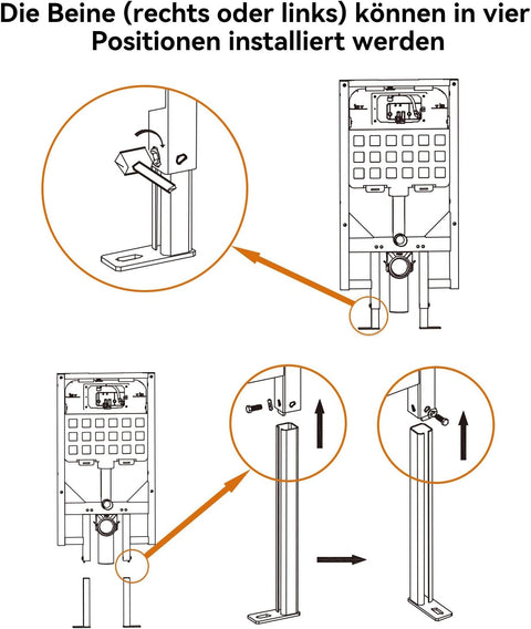 Vorwandelement WC Set mit Unterputz Spülkasten & Chrom Betätigungsplatte, HDPE, 50x10x114 cm