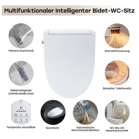HOROW B0409 Dusch-WC Sitz mit Absenkautomatik & Mehreren Duschmodi usw.