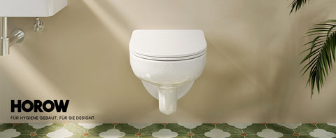 HOROW UG15R Wand-WC, spülrandlose Toilette aus Keramik, 52,5 × 36 × 36,5 cm