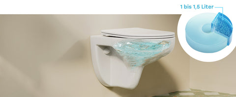 HOROW UG15R Wand-WC, spülrandlose Toilette aus Keramik, 52,5 × 36 × 36,5 cm