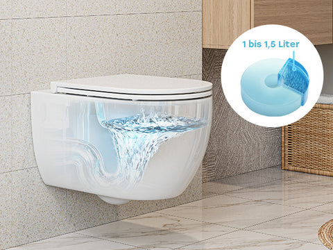 HOROW UG16R Spülrandloses Wand-WC mit Soft-Close-Deckel, 54×36×35,5 cm