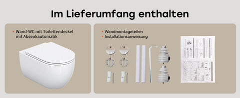HOROW UG16R Spülrandloses Wand-WC mit Soft-Close-Deckel, 54×36×35,5 cm