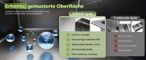 HOROW S03W-S6244S Spülbecken Edelstahl 62x44 cm