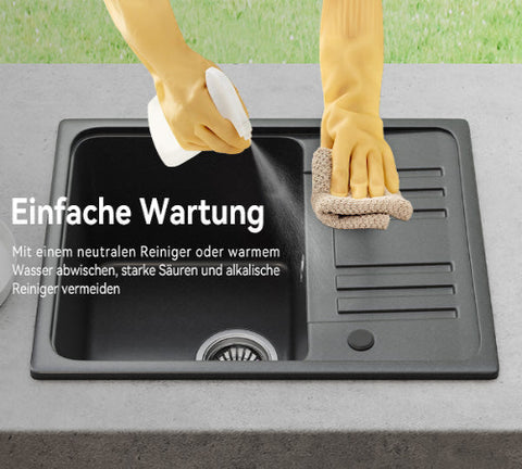 HOROW A09S-S5745B Granitspüle Schwarz 57×45 cm