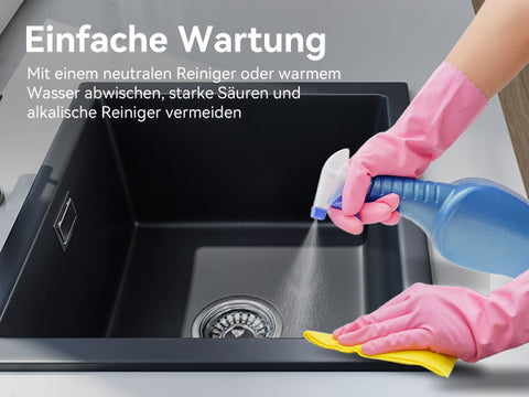 HOROW A02R-S4540B Granit Spüle Schwarz 45×40 cm