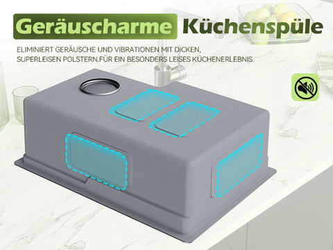 HOROW S03W-S6244S Spülbecken Edelstahl 62x44 cm