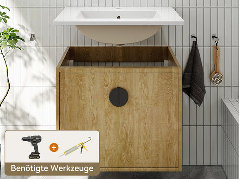 HOROW Y60-H2 Waschbecken und Unterschrank 60cm Badmöbel Set
