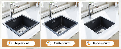 HOROW A02R-S4540B Granit Spüle Schwarz 45×40 cm