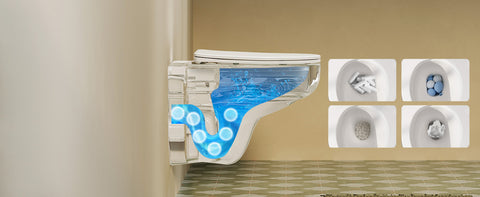 HOROW UG15R Wand-WC, spülrandlose Toilette aus Keramik, 52,5 × 36 × 36,5 cm