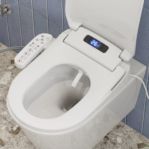 HOROW B0408 Elektrischer Dusch-WC Sitz – Intelligenter Bidet-Toilettensitz mit Absenkautomatik, Warmluft, Nachtlicht & einstellbarer Temperatur und Wasserdruck