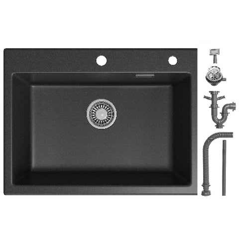 HOROW A09R-S6045B Granit Spülbecken Schwarz 60×45 cm