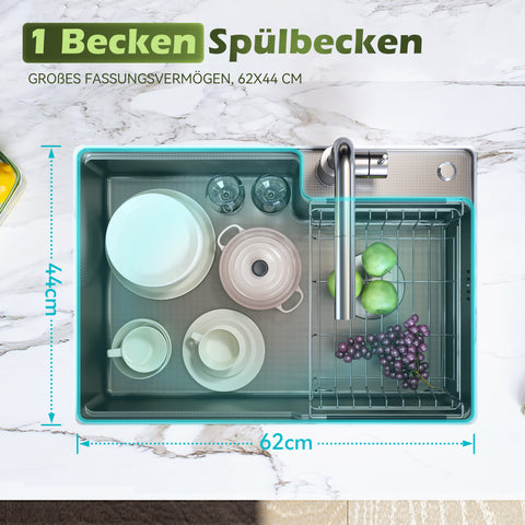 HOROW S03W-S6244S Spülbecken Edelstahl 62x44 cm