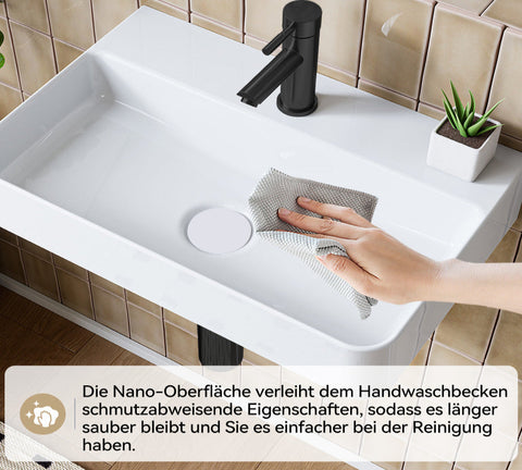 HOROW F08R-S4631W Rechteckiges Keramik Waschbecken 46×30 cm