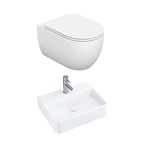 HOROW UG16R Spülrandloses Wand-WC mit Soft-Close-Deckel, 54×36×35,5 cm
