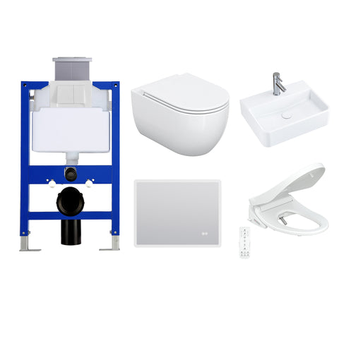 HOROW UG16R Spülrandloses Wand-WC mit Soft-Close-Deckel, 54×36×35,5 cm