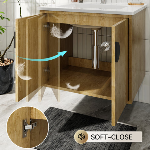 HOROW Y60-H2 Waschbecken und Unterschrank 60cm Badmöbel Set