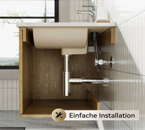 HOROW Y60-H2 Waschbecken und Unterschrank 60cm Badmöbel Set
