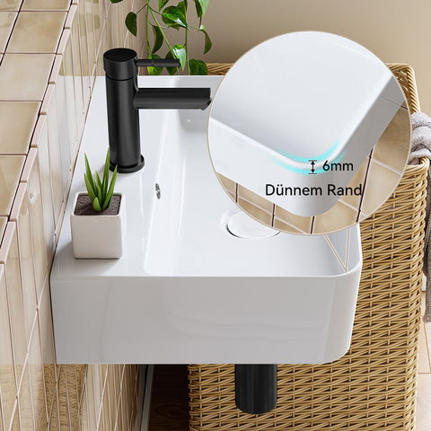 HOROW F08R-S4631W Rechteckiges Keramik Waschbecken 46×30 cm